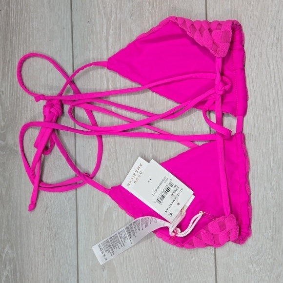 NWT Good American Women Hawiian Pink Jacquard Triangle Strappy Bra sz 2/M - Picture 6 of 7